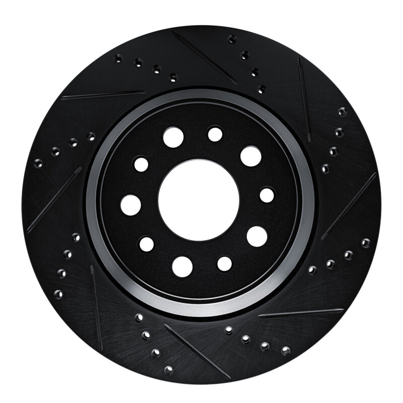 Maserati Ghibli Brake Rotor (1) - Rear Right - R1 Concepts - Drilled & Slotted - Black - `14-`16